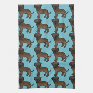 Cute Brindle Old English Mastiff Dogs Pattern Tea Towel