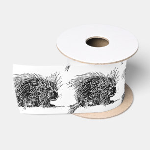 Cute Bristly Hedgehog Thunder_Cove Satin Ribbon