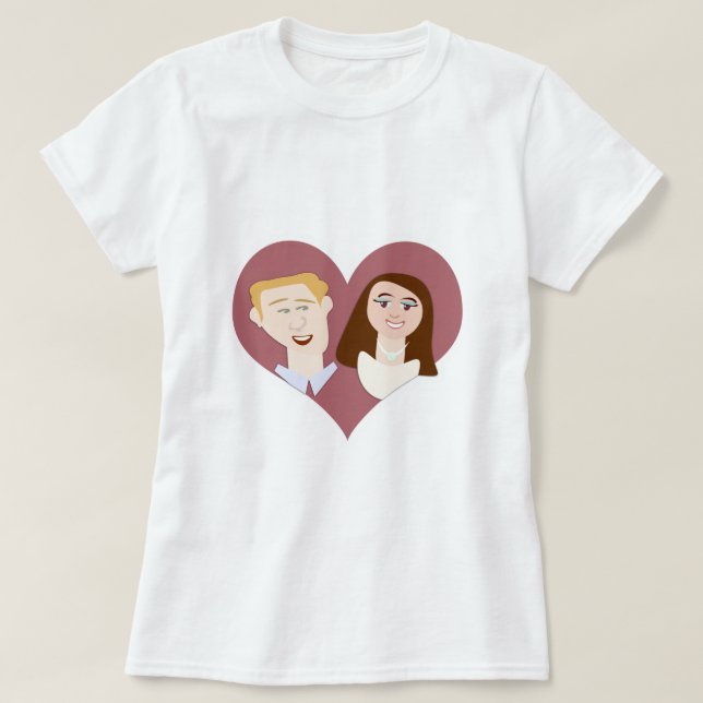 Cute British Couple Royal Cartoon Love Design T-Shirt (Design Front)
