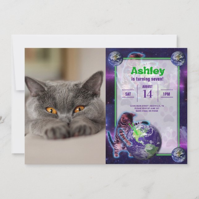 Cute British Shorthair cat Invitation (Front)