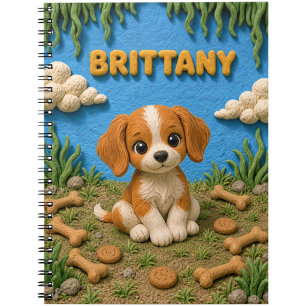 Cute Brittany Spaniel Puppy, Baby Dog Notebook