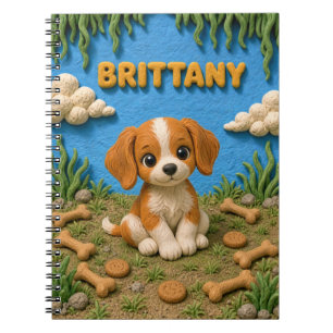 Cute Brittany Spaniel Puppy, Baby Dog Notebook