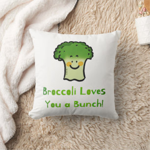 Cute Broccoli Pun Cartoon Design Cushion