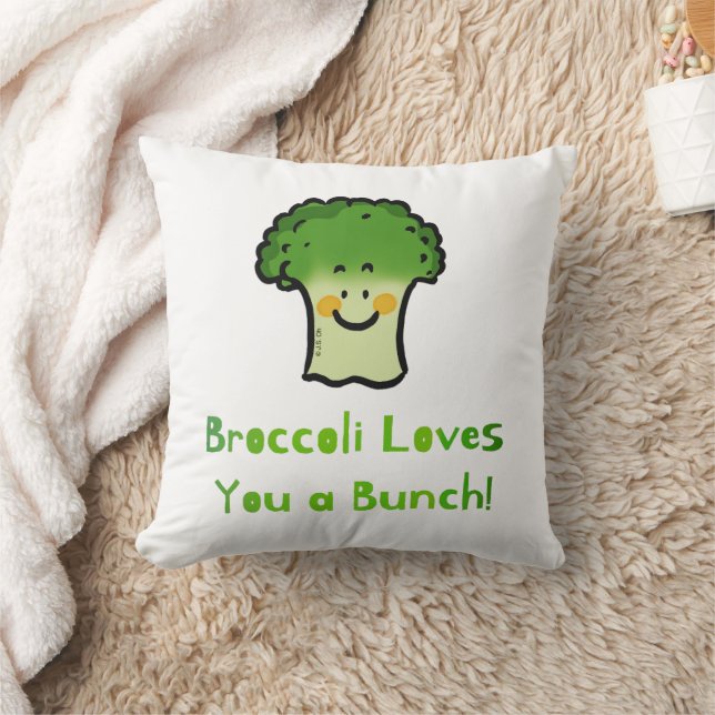 Cute Broccoli Pun Cartoon Design Cushion (Blanket)