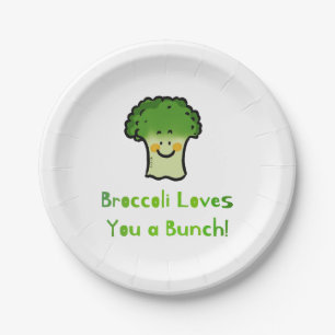 Cute Broccoli Pun Cartoon Design Paper Plate