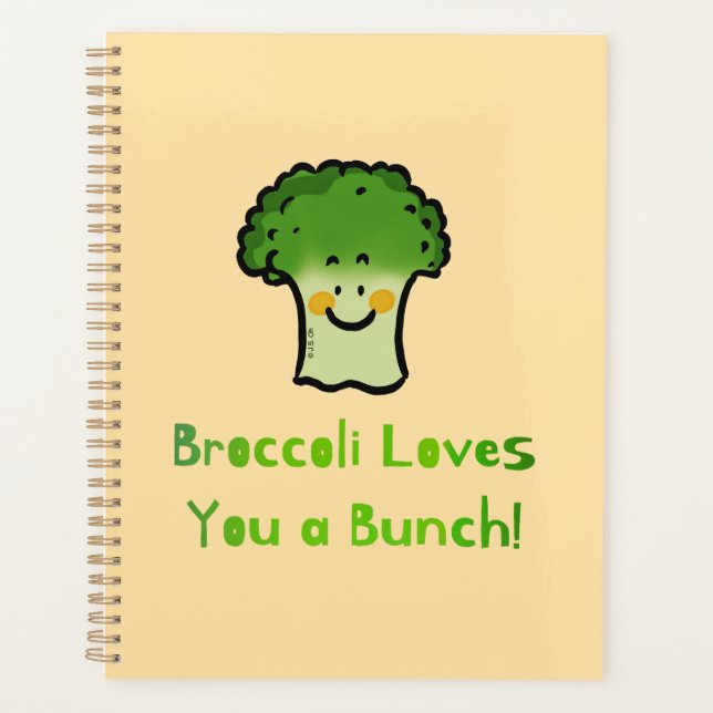 Cute Broccoli Pun Cartoon Design Planner (Front)