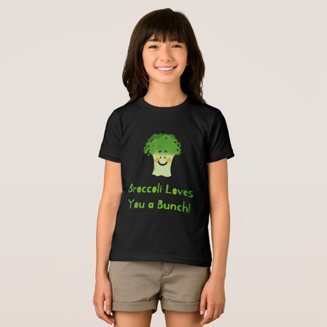 Cute Broccoli Pun Cartoon Design Tri-Blend Shirt (Front Full)