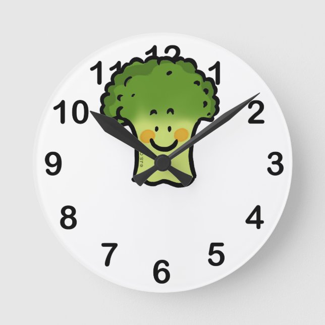 cute broccoli round clock (Front)