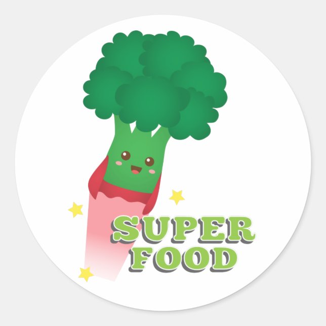Cute Broccoli Vegetable, Super food Classic Round Sticker (Front)