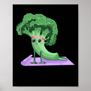 Cute Broccoli Yoga Pose Funny Yogi Broccoli Lover Poster