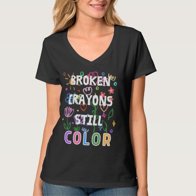 Cute Broken Crayon Still Colour T-Shirt (Front)