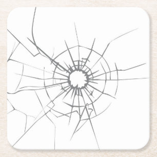 Cute Broken Glass with Hole Square Paper Coaster
