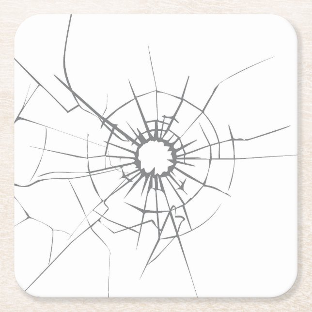 Cute Broken Glass with Hole Square Paper Coaster (Front)