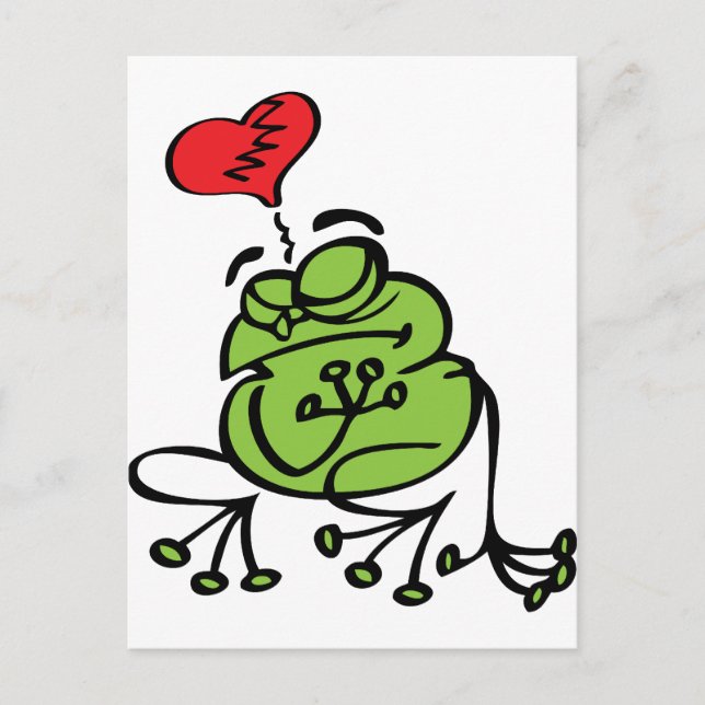 Cute Broken Heart, Anti Valentine's Day Frog Holiday Postcard (Front)