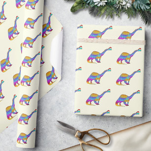 Cute Brontosaurus Dinosaur Christmas Wrapping Paper