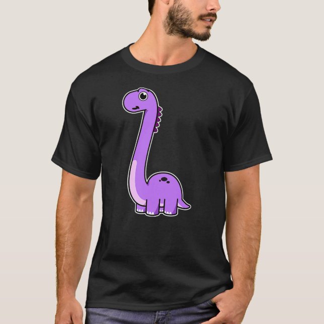 Cute Brontosaurus Dinosaur Tee - Purple Dino Adult (Front)