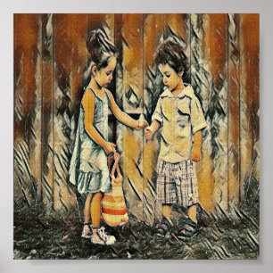 Cute brother and sister poster