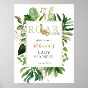Cute Brotosaurs Dinosaur Baby Shower Welcome Poster