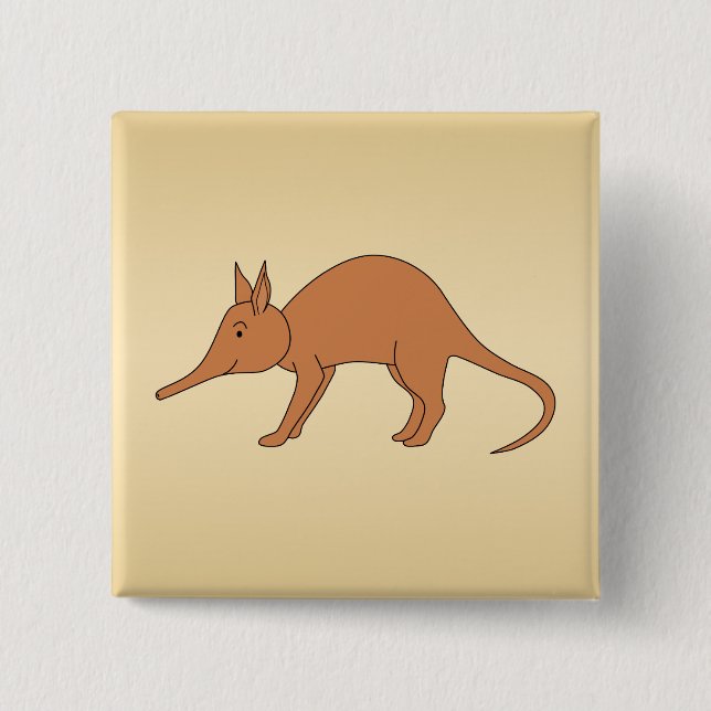 Cute Brown Aardvark 15 Cm Square Badge (Front)