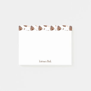 Cute Brown and Beige Ladybug and Flower Pattern Post-it Notes