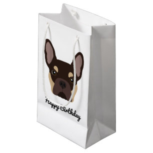 Cute Brown and Tan French Bulldog Face Small Gift Bag