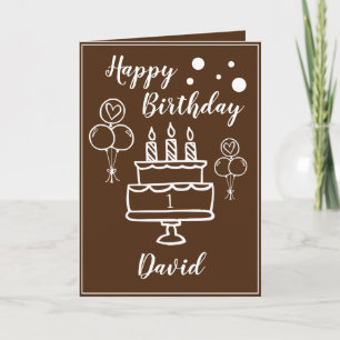 Cute Brown and White Cake Grandson 1st Birthday Card