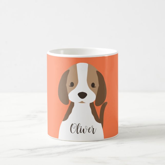 Cute brown and white dog portrait coffee mug (Center)