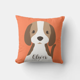 Cute brown and white dog portrait cushion