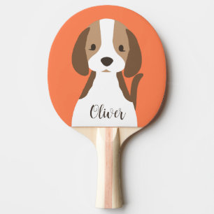 Cute brown and white dog portrait ping pong paddle