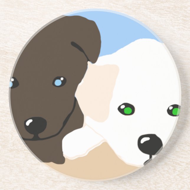 Cute brown and white Labrador puppy art gifts Coaster (Front)