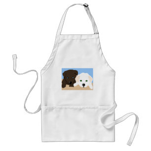 Cute brown and white Labrador puppy art gifts Standard Apron