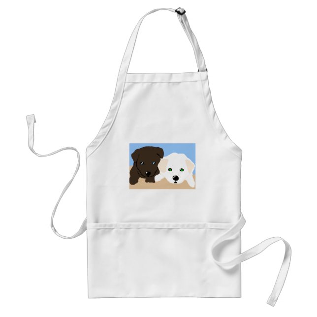Cute brown and white Labrador puppy art gifts Standard Apron (Front)