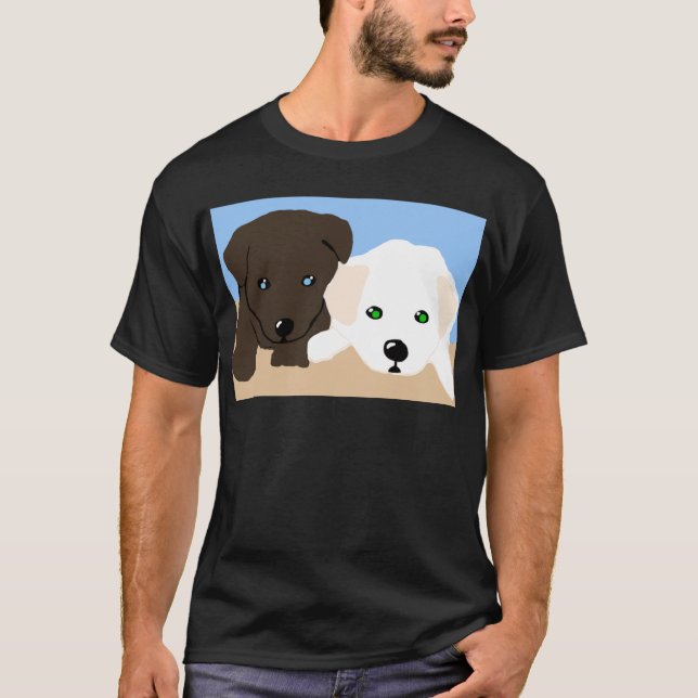 Cute brown and white Labrador puppy art gifts T-Shirt (Front)
