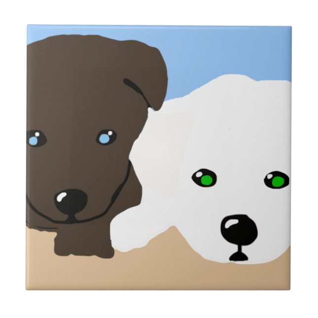 Cute brown and white Labrador puppy art gifts Tile (Front)