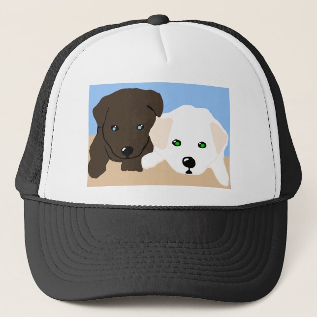 Cute brown and white Labrador puppy art gifts Trucker Hat (Front)