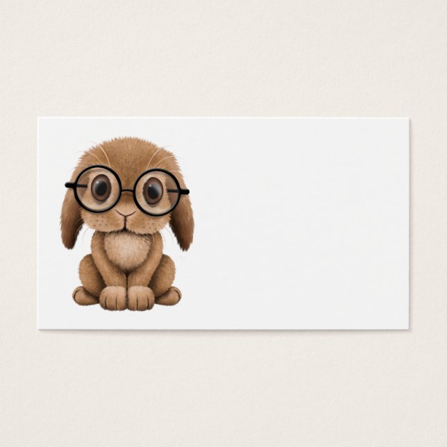Cute Brown Baby Bunny Wearing Glasses (Front)