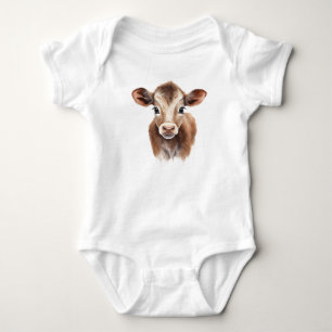 Cute Brown Baby Cow Calf Bodysuit
