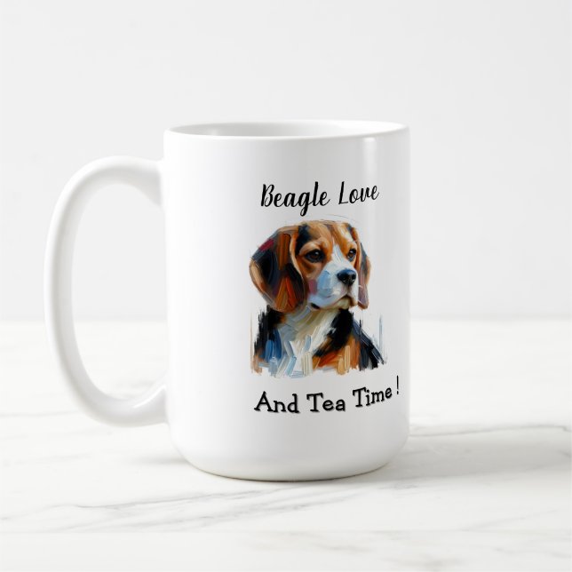 Cute Brown beagle Personalise Coffee Mug (Left)