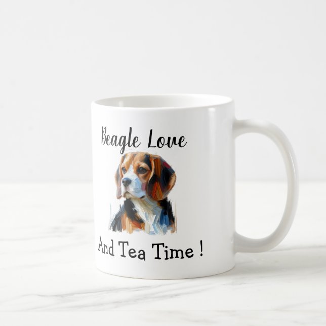 Cute Brown beagle Personalise Coffee Mug (Right)