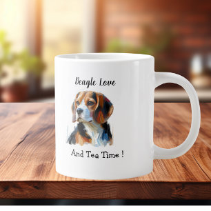 Cute Brown beagle Personalise Large Coffee Mug