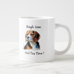 Cute Brown beagle Personalize Large Coffee Mug