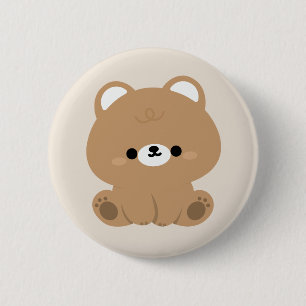 Cute Brown Bear 6 Cm Round Badge