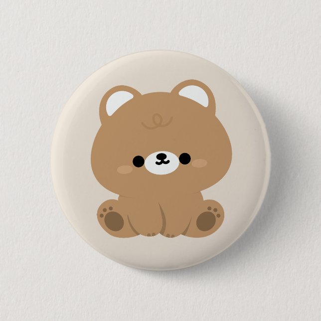 Cute Brown Bear 6 Cm Round Badge (Front)