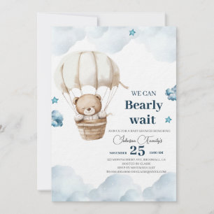 Cute Brown Bear Baby Shower Invitation