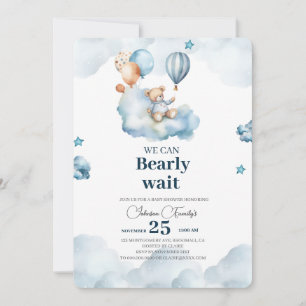 Cute Brown Bear Baby Shower Invitation