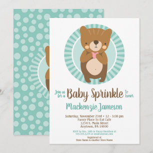 Cute Brown Bear Baby Sprinkle Invitation Neutral