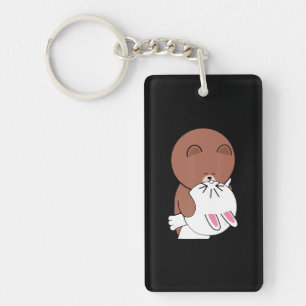 Cute Brown Bear Bunny Rabbit Lovers Gift Key Ring