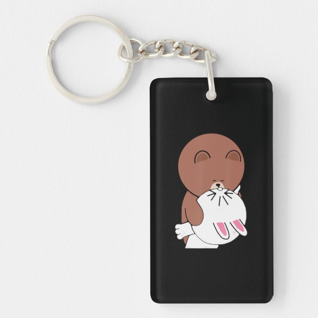 Cute Brown Bear Bunny | Rabbit Lovers Gift Key Ring (Front)