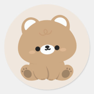 Cute Brown Bear Classic Round Sticker