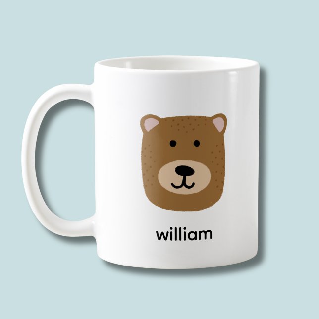 Cute brown bear coffee mug (Brown bear kids personalized mug)